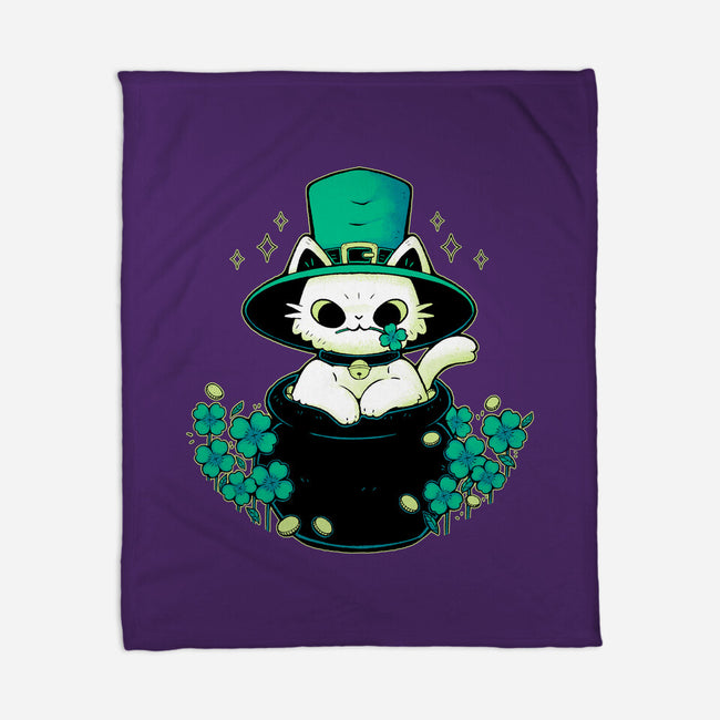 Cute St Patrick Cat-None-Fleece-Blanket-xMorfina