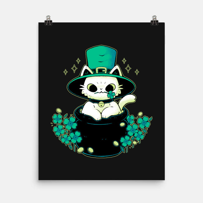 Cute St Patrick Cat-None-Matte-Poster-xMorfina