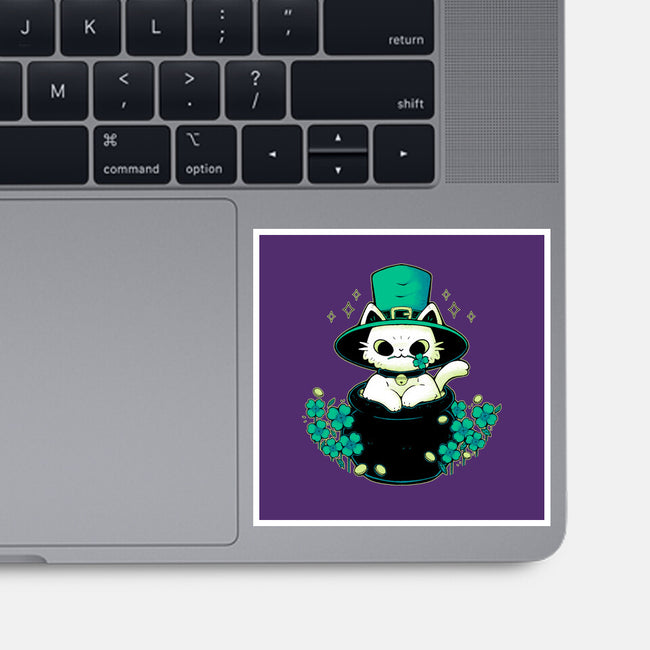 Cute St Patrick Cat-None-Glossy-Sticker-xMorfina