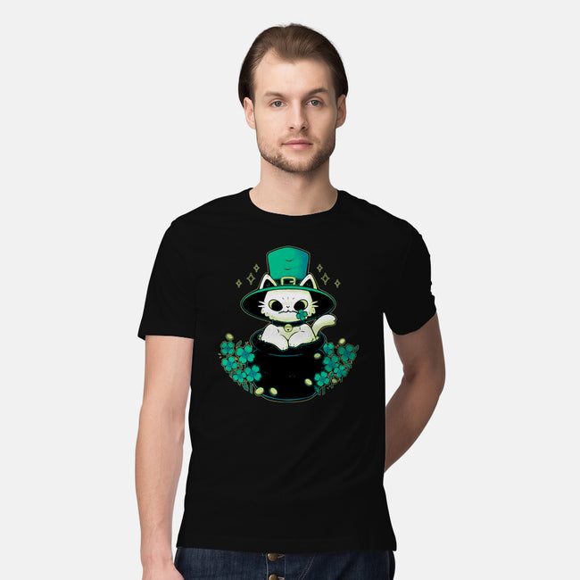 Cute St Patrick Cat-Mens-Premium-Tee-xMorfina