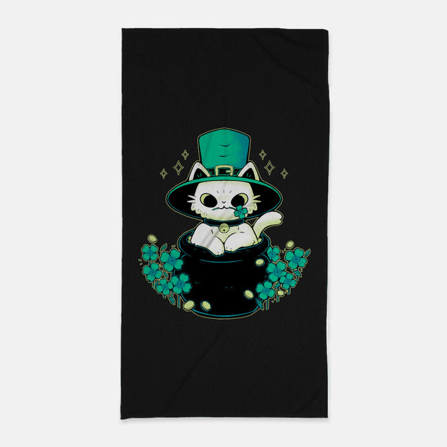 Cute St Patrick Cat-None-Beach-Towel-xMorfina