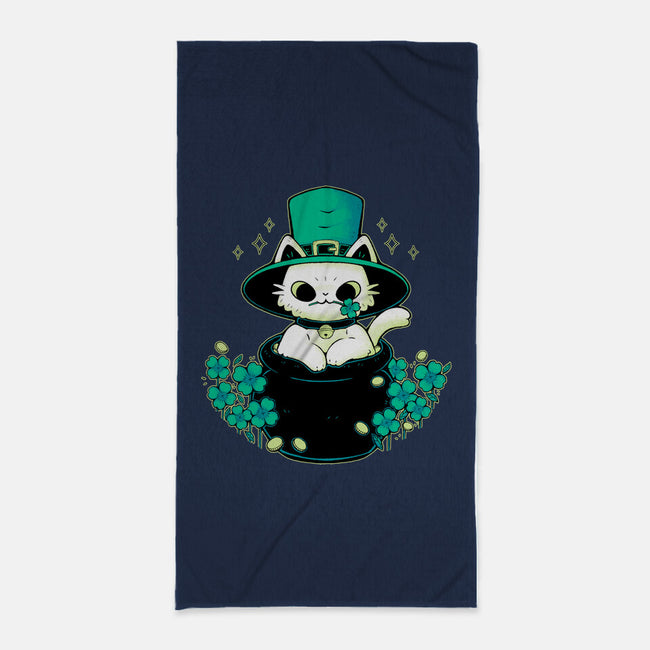 Cute St Patrick Cat-None-Beach-Towel-xMorfina