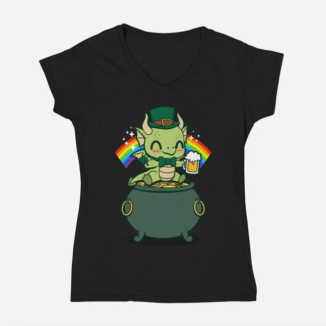 Lucky Irish Dragon-Womens-V-Neck-Tee-Boggs Nicolas