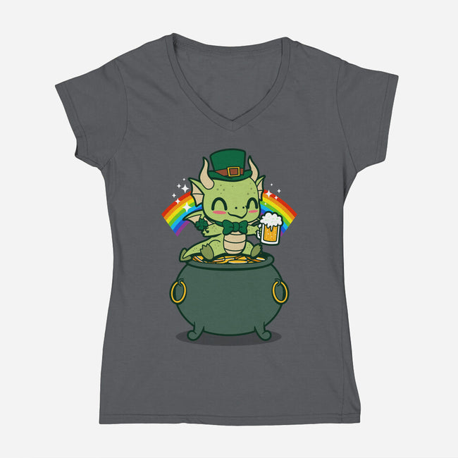 Lucky Irish Dragon-Womens-V-Neck-Tee-Boggs Nicolas