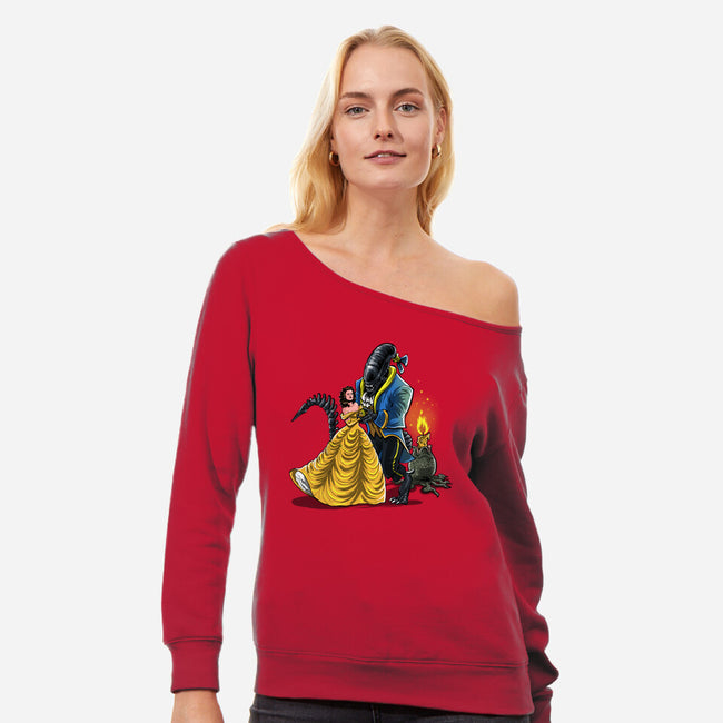 Beauty And The Alien-Womens-Off Shoulder-Sweatshirt-zascanauta