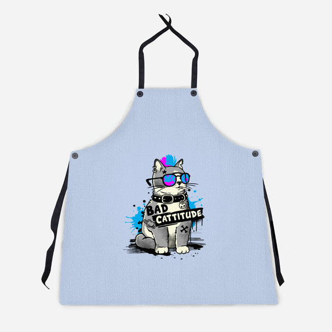 Bad Cattitude Graffiti-Unisex-Kitchen-Apron-NemiMakeit