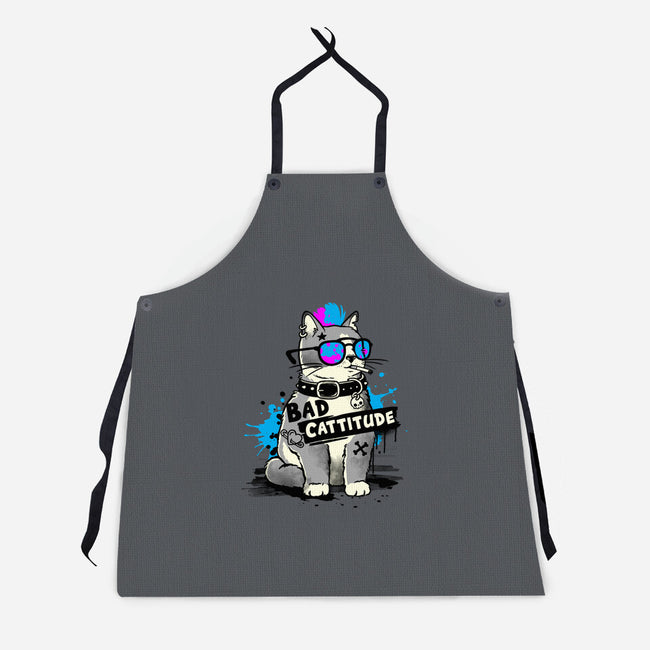 Bad Cattitude Graffiti-Unisex-Kitchen-Apron-NemiMakeit