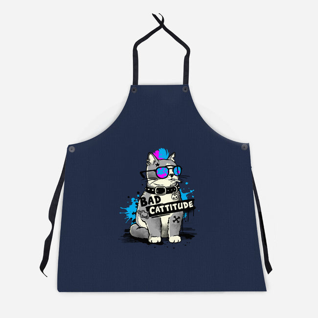 Bad Cattitude Graffiti-Unisex-Kitchen-Apron-NemiMakeit