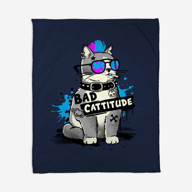 Bad Cattitude Graffiti-None-Fleece-Blanket-NemiMakeit