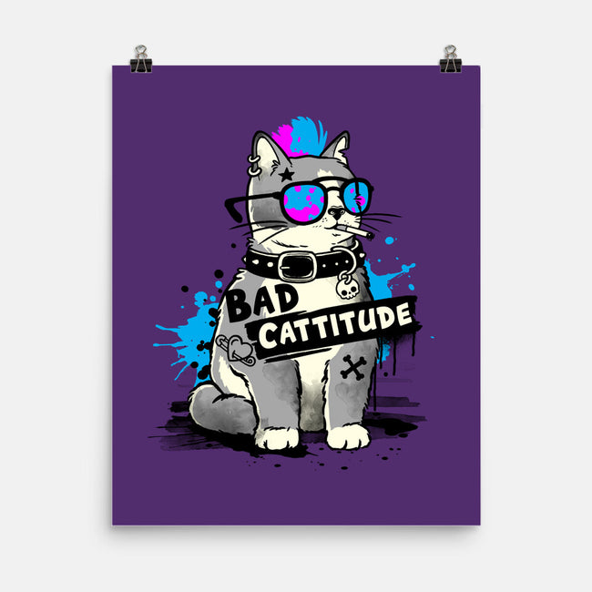 Bad Cattitude Graffiti-None-Matte-Poster-NemiMakeit