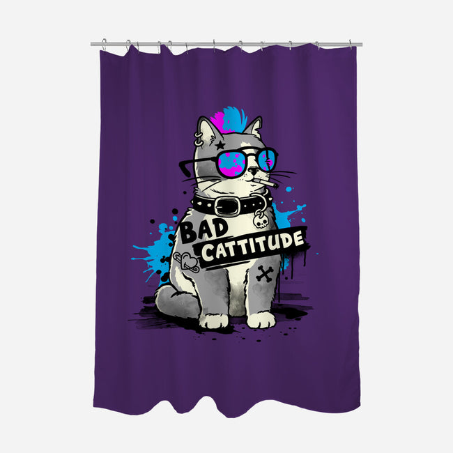 Bad Cattitude Graffiti-None-Polyester-Shower Curtain-NemiMakeit