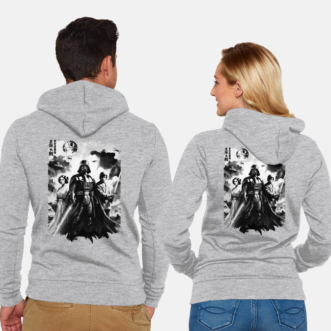 Skywalkers Sumi-e-Unisex-Zip-Up-Sweatshirt-DrMonekers