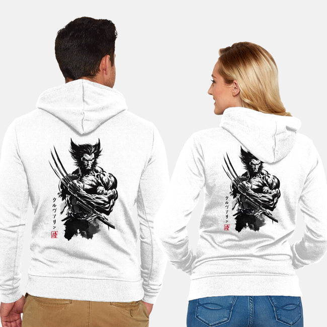 Mutant Samurai Sumi-e-Unisex-Zip-Up-Sweatshirt-DrMonekers