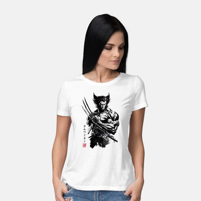 Mutant Samurai Sumi-e-Womens-Basic-Tee-DrMonekers