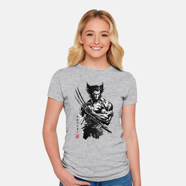 Mutant Samurai Sumi-e-Womens-Fitted-Tee-DrMonekers