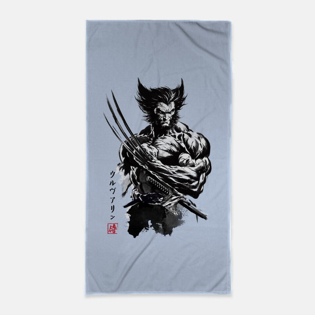 Mutant Samurai Sumi-e-None-Beach-Towel-DrMonekers