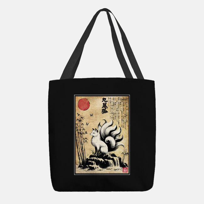 Kitsune Woodblock-None-Basic Tote-Bag-DrMonekers