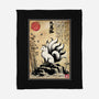 Kitsune Woodblock-None-Fleece-Blanket-DrMonekers