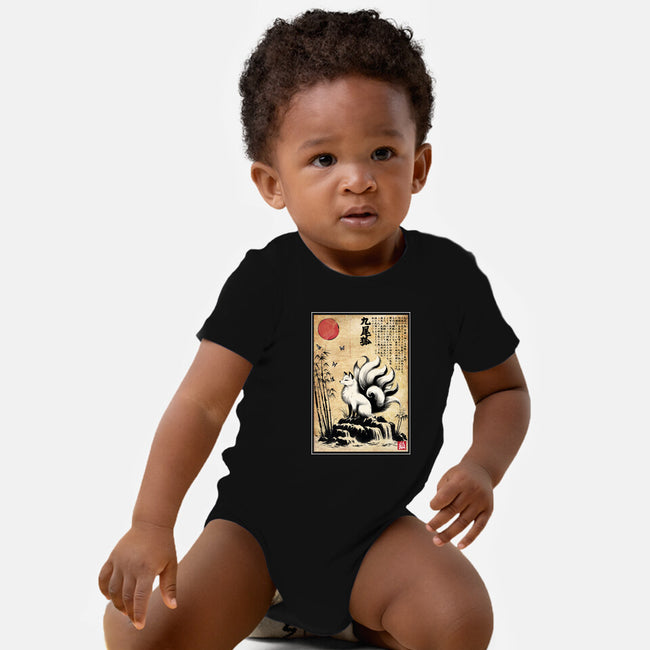 Kitsune Woodblock-Baby-Basic-Onesie-DrMonekers