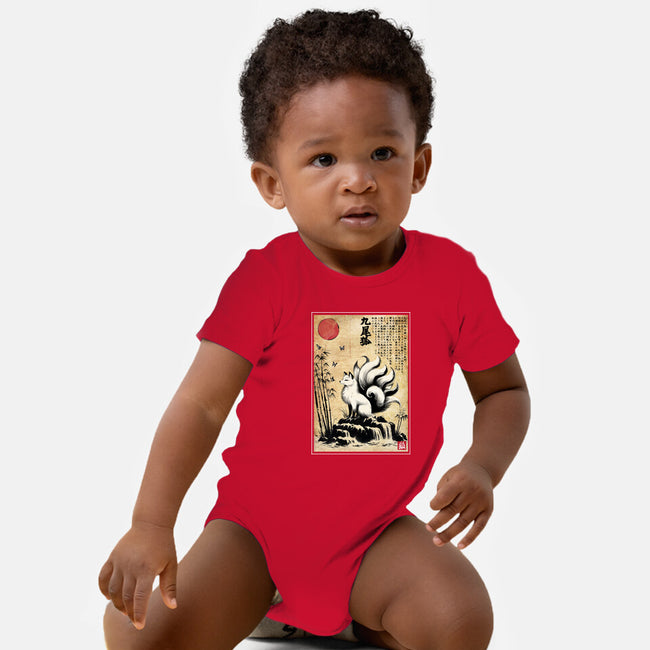 Kitsune Woodblock-Baby-Basic-Onesie-DrMonekers