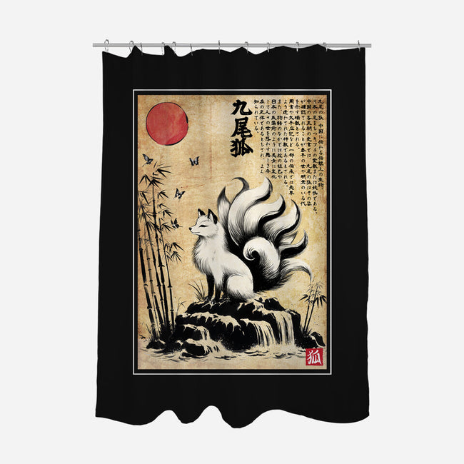 Kitsune Woodblock-None-Polyester-Shower Curtain-DrMonekers