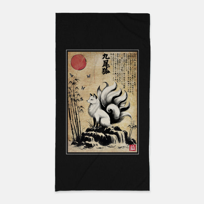 Kitsune Woodblock-None-Beach-Towel-DrMonekers