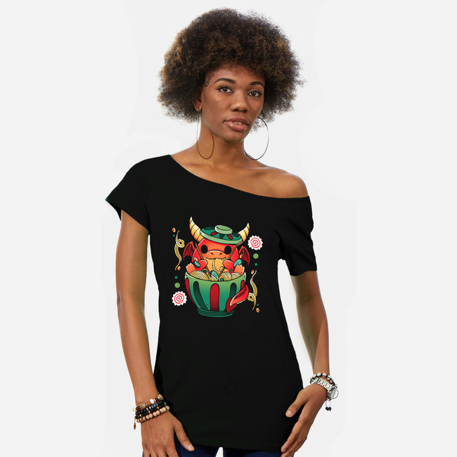 Ramen Noodles Dragon-Womens-Off Shoulder-Tee-Vallina84