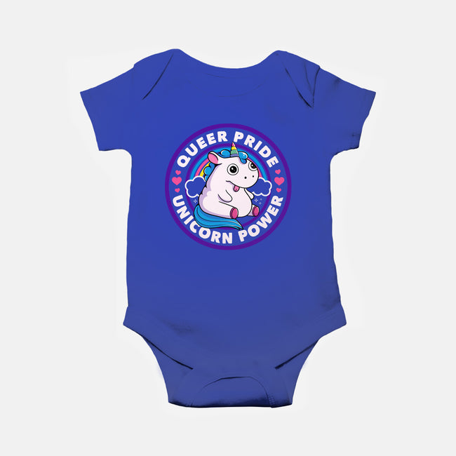 Queer Pride Unicorn Power-Baby-Basic-Onesie-tobefonseca