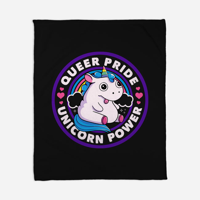 Queer Pride Unicorn Power-None-Fleece-Blanket-tobefonseca