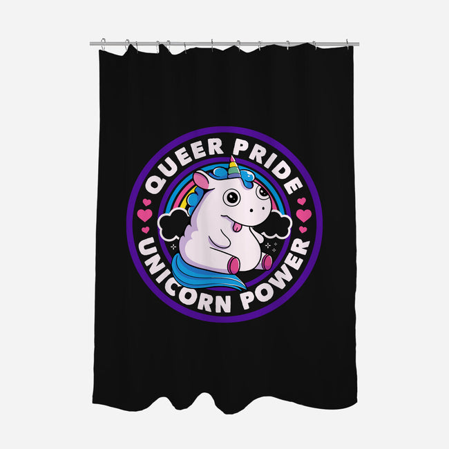 Queer Pride Unicorn Power-None-Polyester-Shower Curtain-tobefonseca