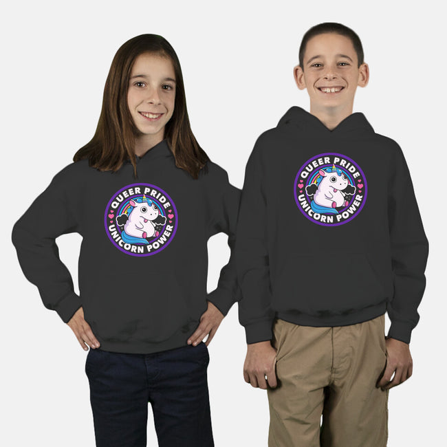 Queer Pride Unicorn Power-Youth-Pullover-Sweatshirt-tobefonseca