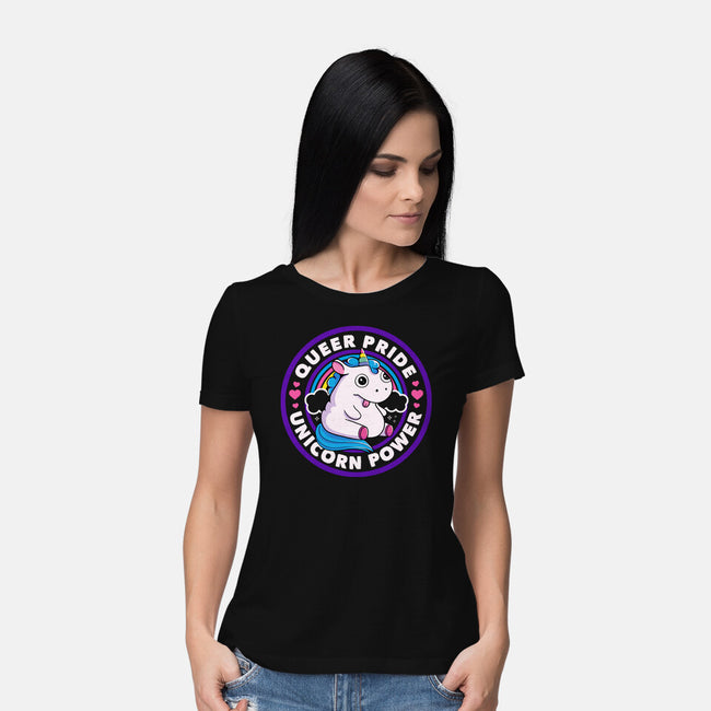 Queer Pride Unicorn Power-Womens-Basic-Tee-tobefonseca