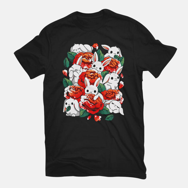 White Rabbit Rose-Unisex-Basic-Tee-Vallina84