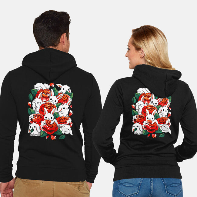 White Rabbit Rose-Unisex-Zip-Up-Sweatshirt-Vallina84