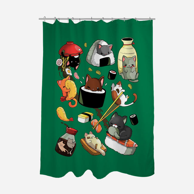 Sushi Kittens-None-Polyester-Shower Curtain-Vallina84