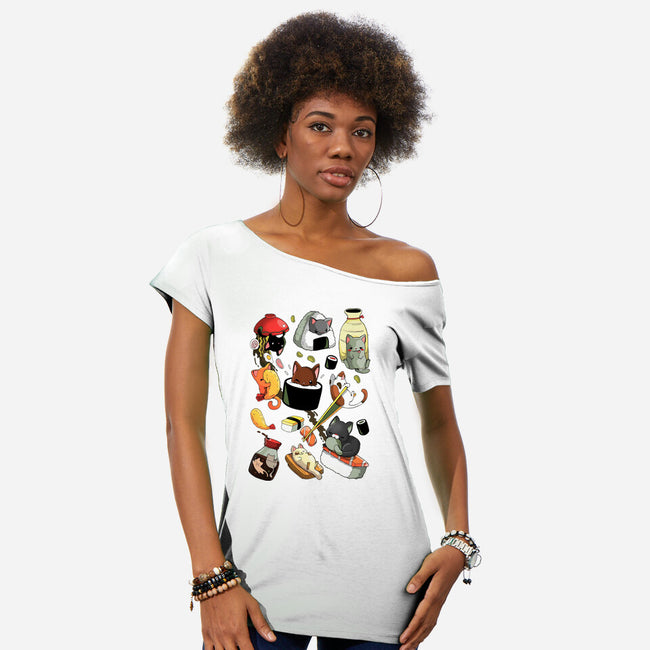 Sushi Kittens-Womens-Off Shoulder-Tee-Vallina84