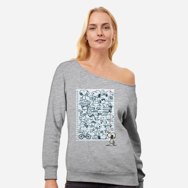 Doodle Beagle-Womens-Off Shoulder-Sweatshirt-Xentee