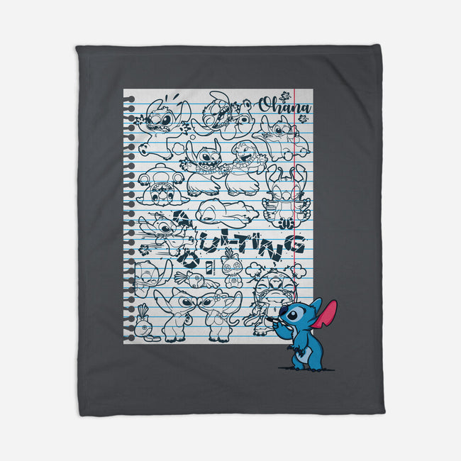 Doodle Alien-None-Fleece-Blanket-Xentee