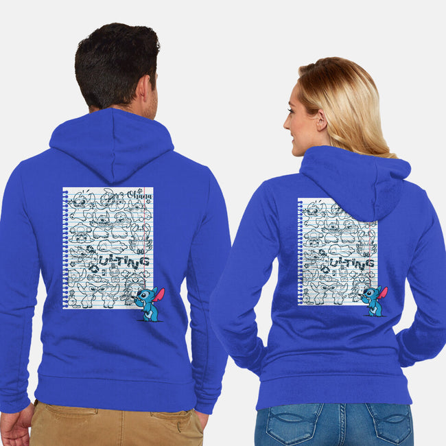 Doodle Alien-Unisex-Zip-Up-Sweatshirt-Xentee