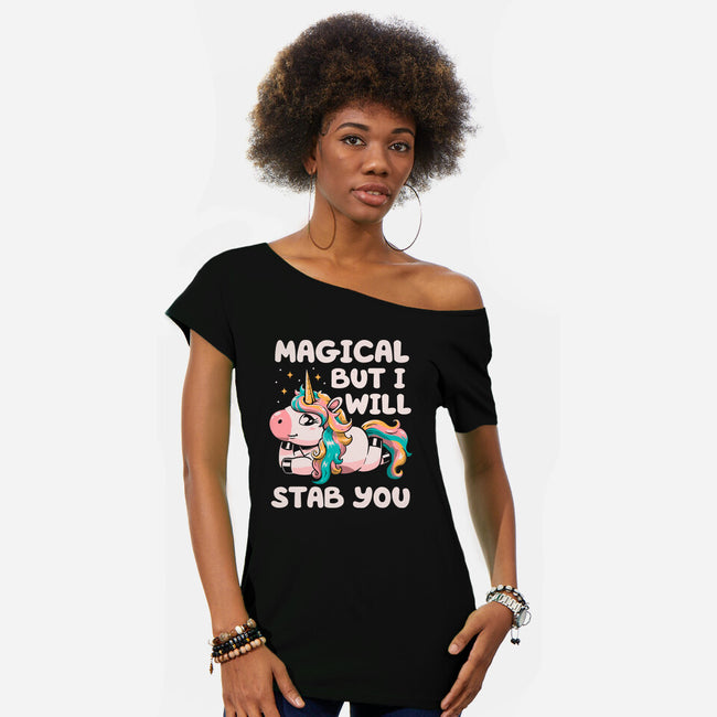 Magical But Will Stab You-Womens-Off Shoulder-Tee-koalastudio