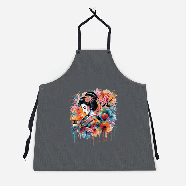 Geiko Watercolor-Unisex-Kitchen-Apron-DrMonekers