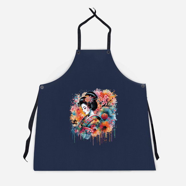 Geiko Watercolor-Unisex-Kitchen-Apron-DrMonekers