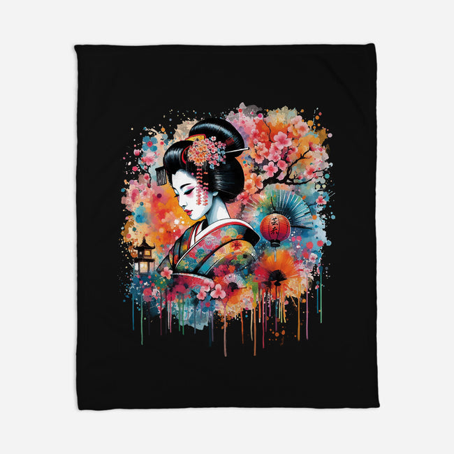 Geiko Watercolor-None-Fleece-Blanket-DrMonekers