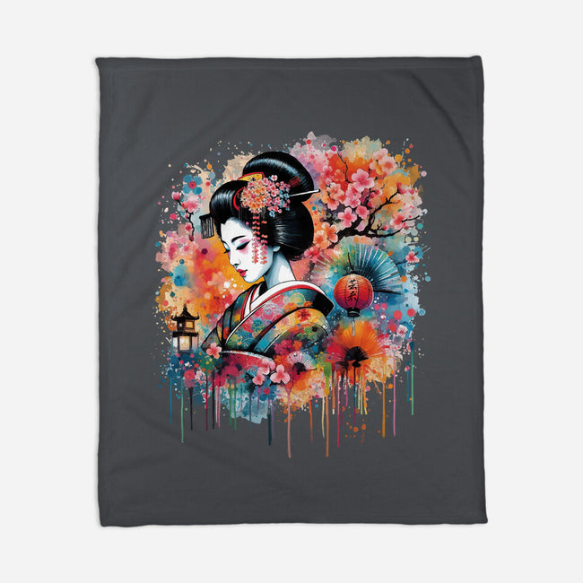 Geiko Watercolor-None-Fleece-Blanket-DrMonekers