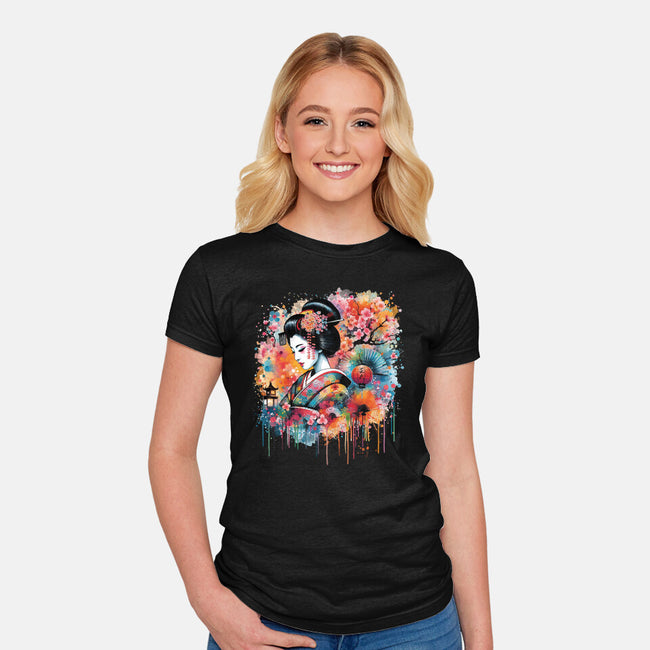 Geiko Watercolor-Womens-Fitted-Tee-DrMonekers