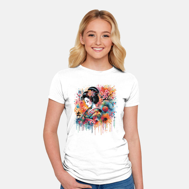 Geiko Watercolor-Womens-Fitted-Tee-DrMonekers