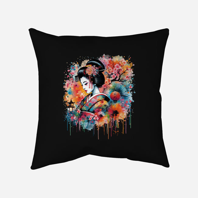 Geiko Watercolor-None-Removable Cover-Throw Pillow-DrMonekers