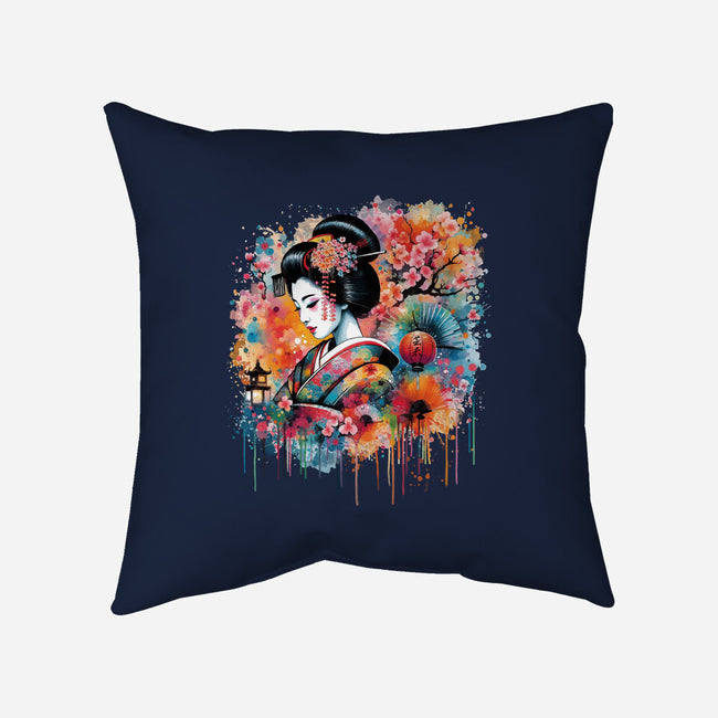 Geiko Watercolor-None-Removable Cover-Throw Pillow-DrMonekers