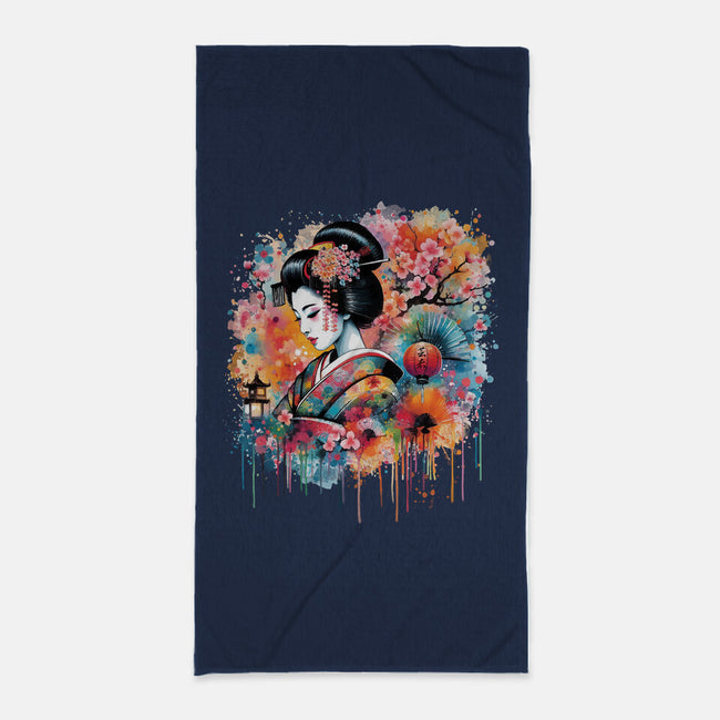 Geiko Watercolor-None-Beach-Towel-DrMonekers