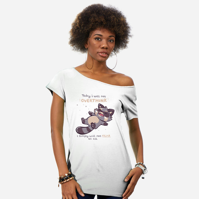 No Thoughts Raccoon-Womens-Off Shoulder-Tee-TechraNova